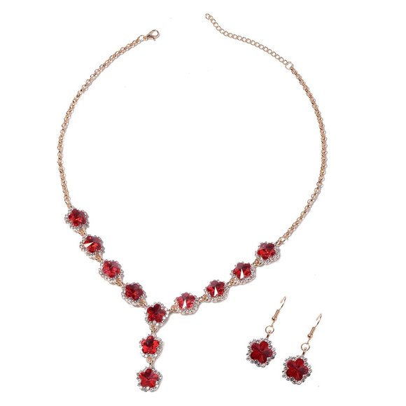 Austrian Crystal Earrings and Necklace (20 in) - Picture 1 of 4